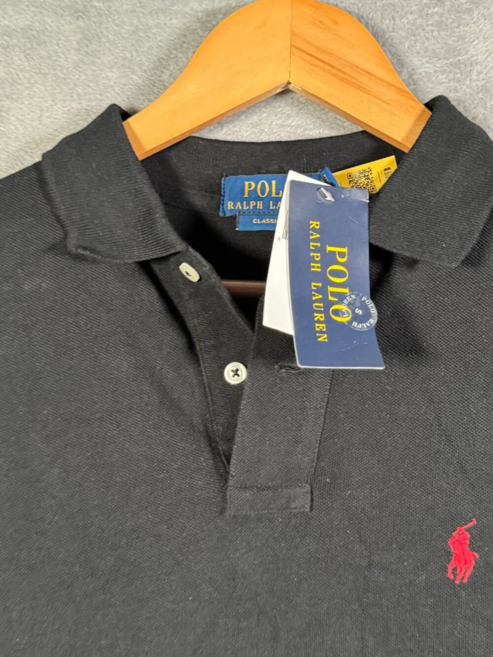 Polo Ralph Lauren Shirt Mens S Black Red Pony Classic Fit Short Sleeve Pique